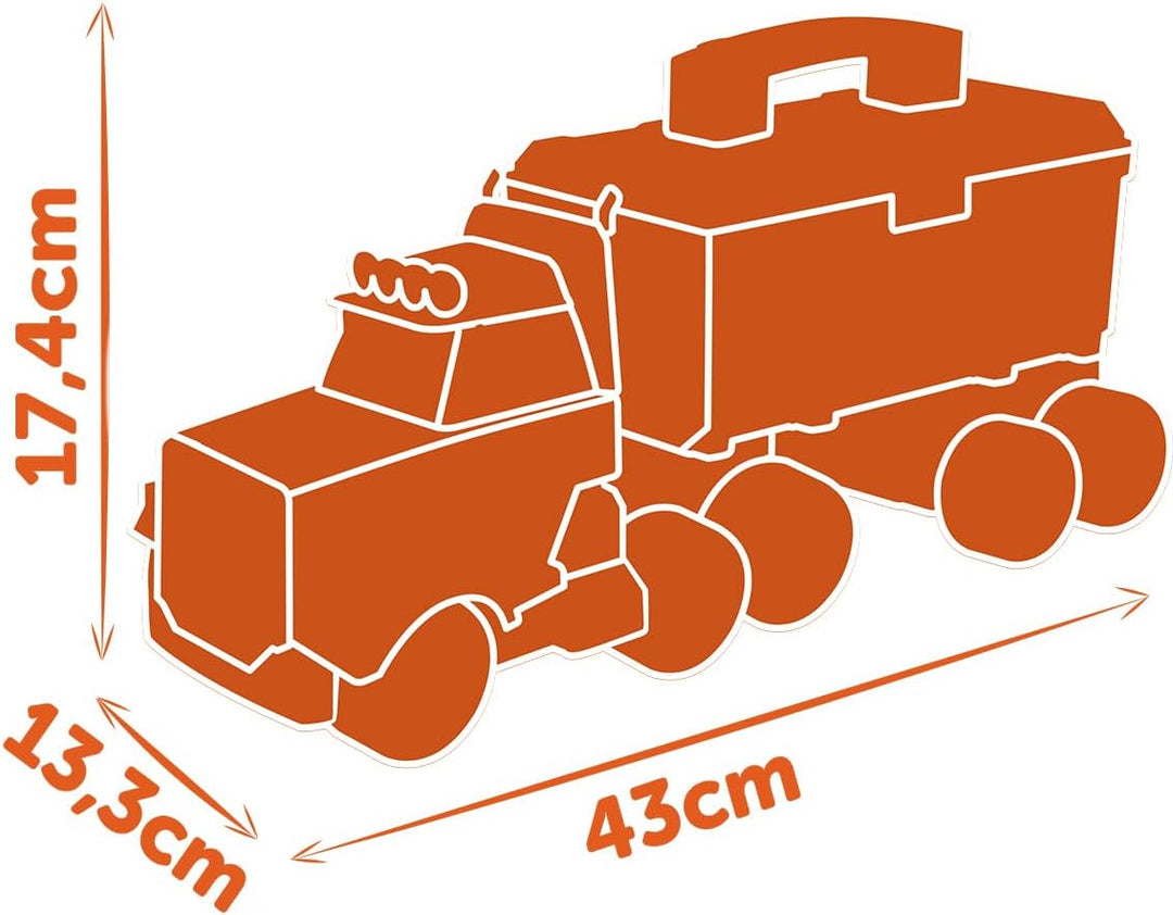 Smoby - Black+Decker Truck mit Werkzeugbox – Konstruktionsfahrzeug mit 60 Zubehörteilen – Werkzeug,