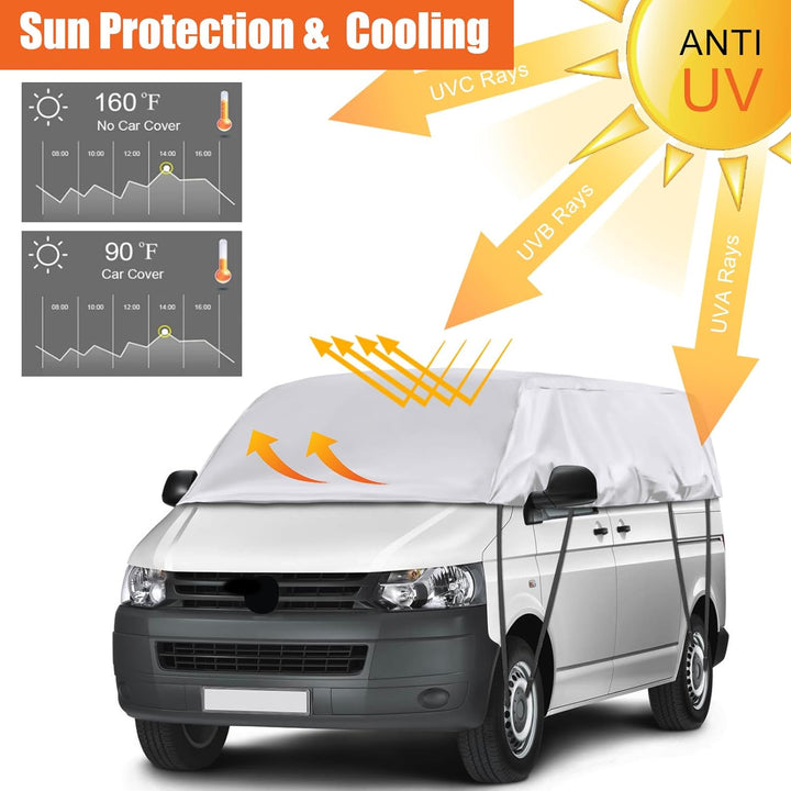 Autoabdeckung Wasserdicht Ersatz für VW T5 T6 LWB, Sonnenfest Hälfte Autoabdeckung, Halbgarage UV Be