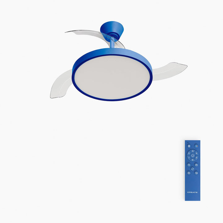 CREATE / WIND CLEAR STUDIO S/Deckenventilator mit Beleuchtung Kobaltblau mit Fernbedienung / 40W, Ti