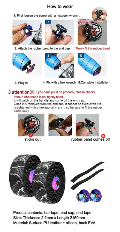 GORIX Lenkerband Lenker Grip Wrap + 2 Lenkerstopfen Rennrad Mountainbike Radfahren (GX-Marble) (Blau