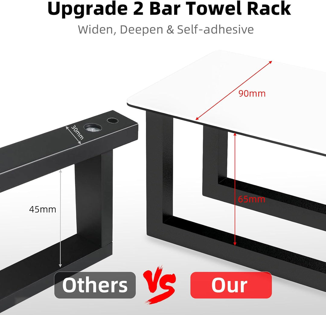 Handtuchhalter Schwarz Ohne Bohren,Gästehandtuchhalter Selbstklebend Handtuchstange Edelstahl Badetu