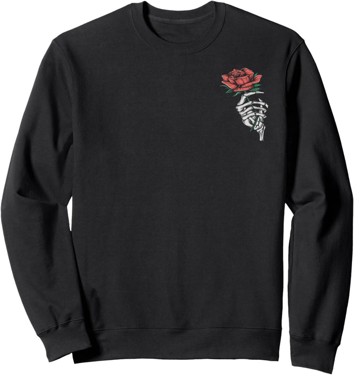 Vintage Halloween Skelett Hand mit Rose Blume Sweatshirt