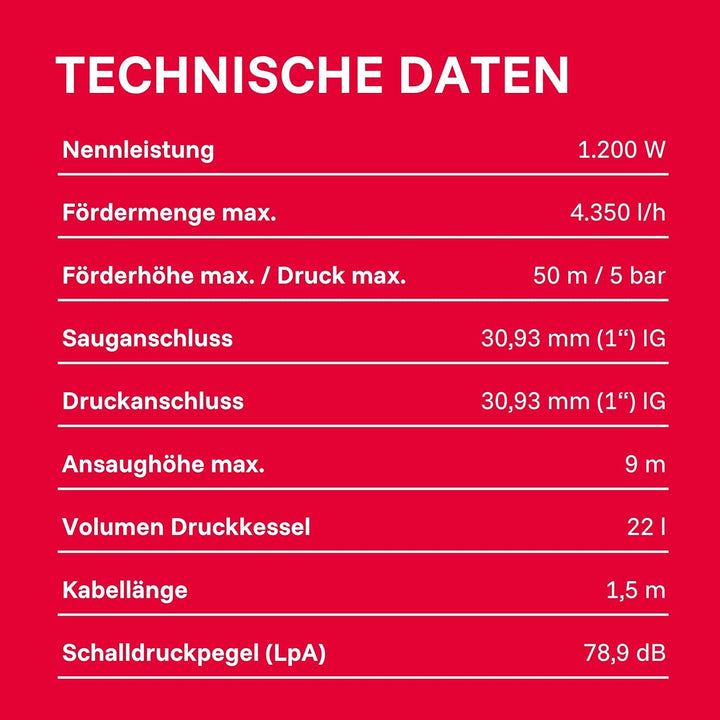 T.I.P. Hauswasserwerk HWW 4500 INOX (bis 4.350 l/h Fördermenge, Förderhöhe max. 50 m / Druck max. 5,