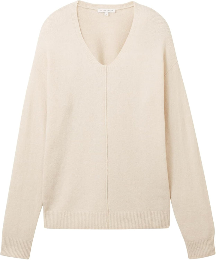 TOM TAILOR Damen Pullover, XXL 28596 - Soft Beige Melange