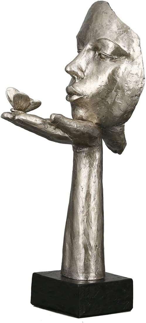 Casablanca Skulptur Figur Frau mit Schmetterling - Desire - antik-silberfarben - Höhe 34 cm - mit Sp