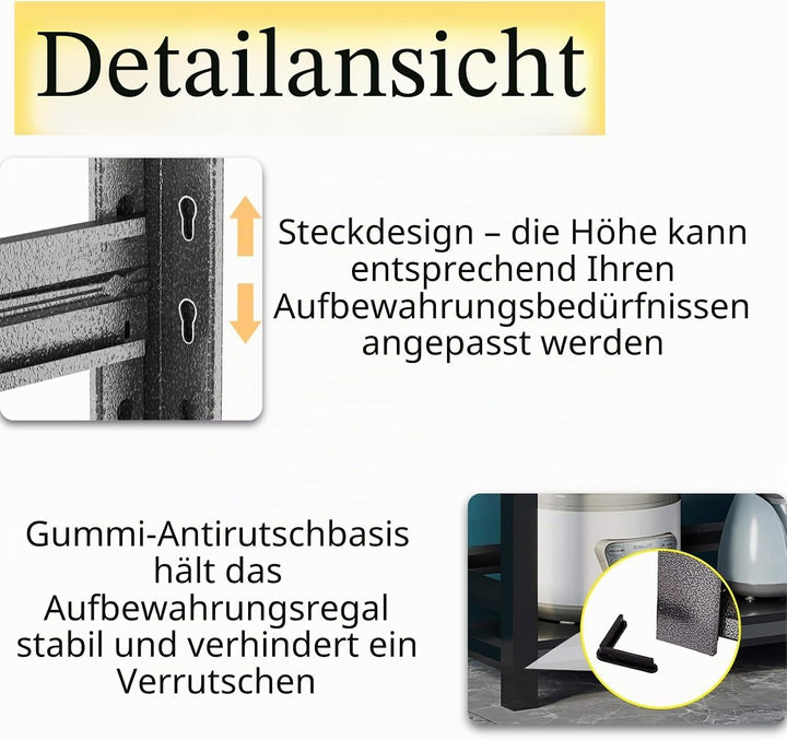 5 Stockwerke Haushaltsküchen Metallregal,Verstellbare Einlegeböden Standregal Con Rollen,Stabil Küch