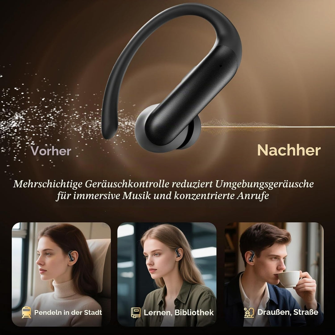 Bluetooth 6.0 Kopfhörer Sport,Kopfhörer Kabellos HiFi Immersive Sound,75 Std Spielzeit,LED-Anzeige,I