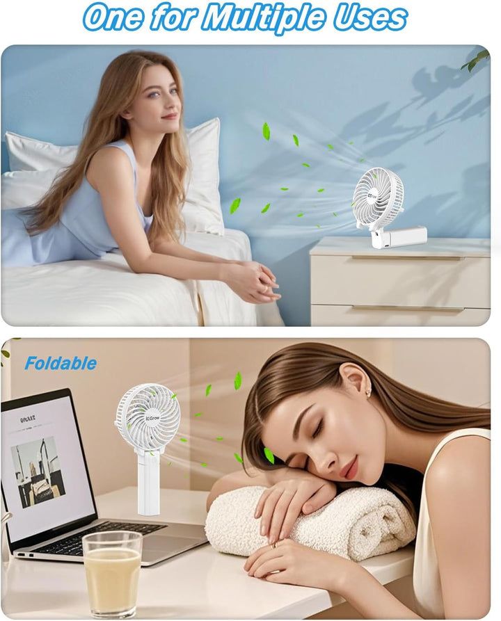 iEGrow Handventilator Tragbarer Mini Ventilatoren USB Wiederaufladbarer [2-9 Betriebsstunden] 3 Gesc