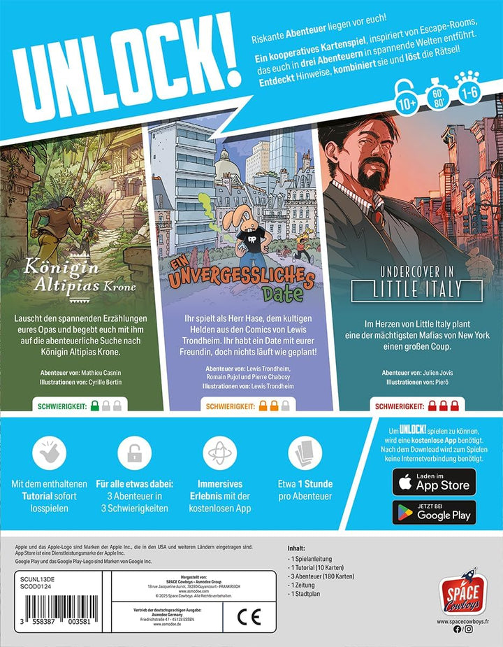 Asmodee, Unlock! Risky Adventures, DE-Version, Familienspiel mit Rätselspass für 1-6 Spieler ab 10 J