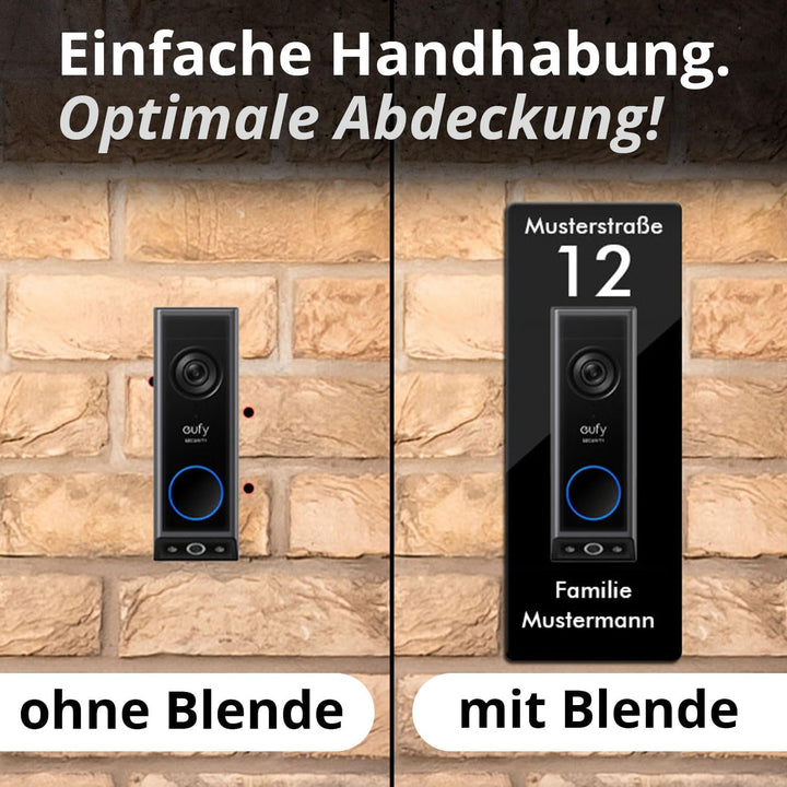 iSecur Personalisierte Blende passend für Eufy Akku-Videotürklingel aus Acryl schwarz I Video-Doorbe