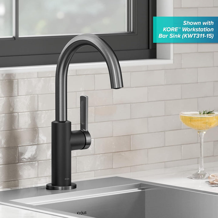 KRAUS Oletto KPF-2822MBSFSB Küchenarmatur mit einem Griff in mattem Schwarz/Spot-Free Black Stainles