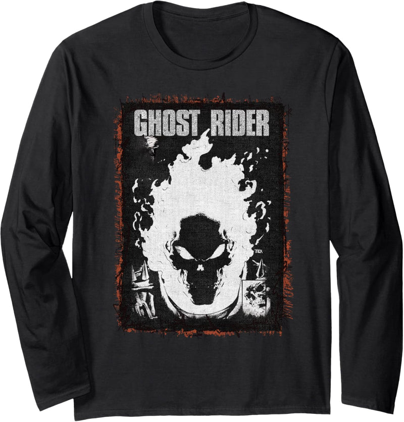 Marvel Ghost Rider Dark Distressed Poster Langarmshirt