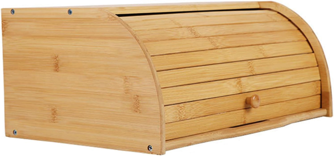 Bambus Brotkasten mit Roll-Top, grosse Brotbox, 40 x 27 x 18 cm