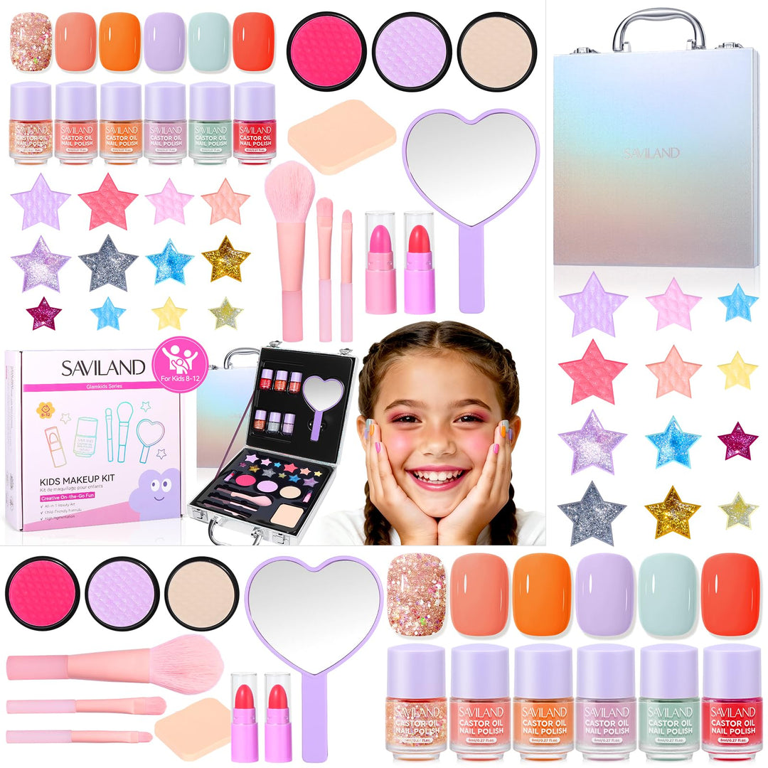 SAVILAND Kinderschminke Set Mädchen Schminkkoffer: All-in-1 Kreativ Kinder Make Up Set Waschbar Schm