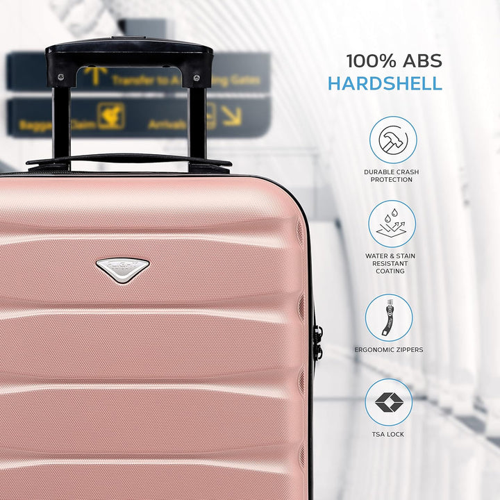 Flight Knight Leichte 4-Rad-abs-hartschalenkoffer Handgepack, Zugelassen Fur Uber 35 Fluggesellschaf