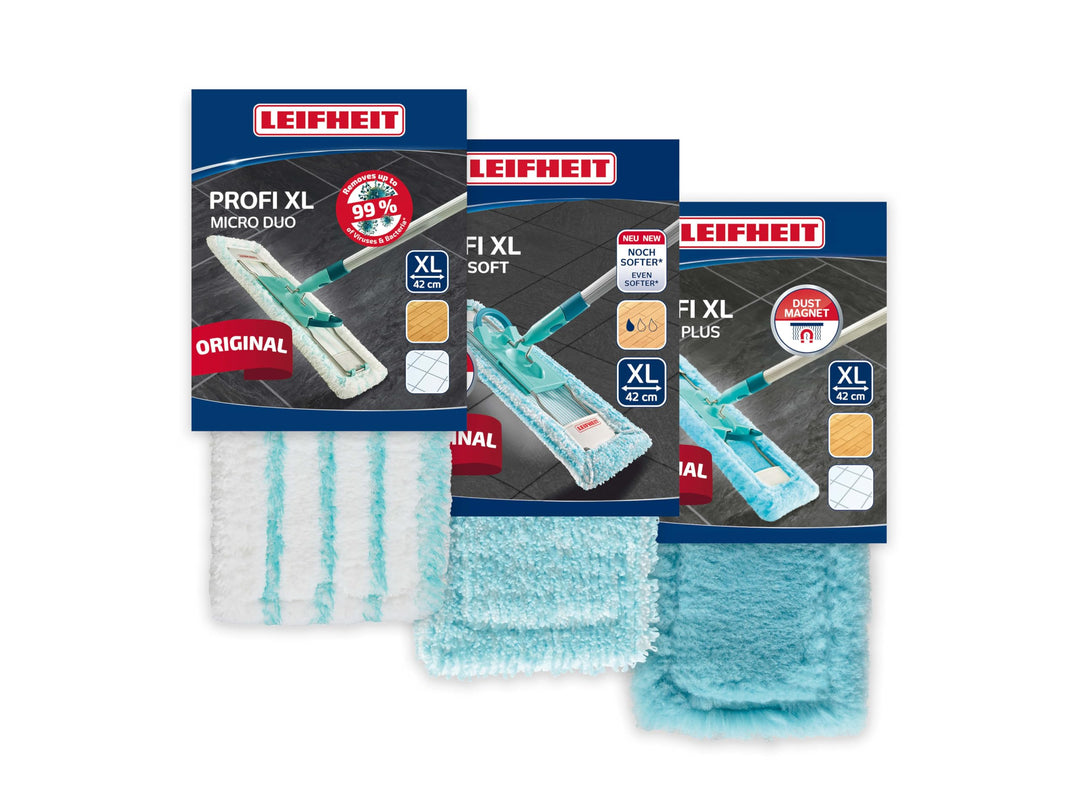 Leifheit 3er Set Wischbezug Profi XL micro duo, super soft & static plus, verschiedene Ersatzbezüge