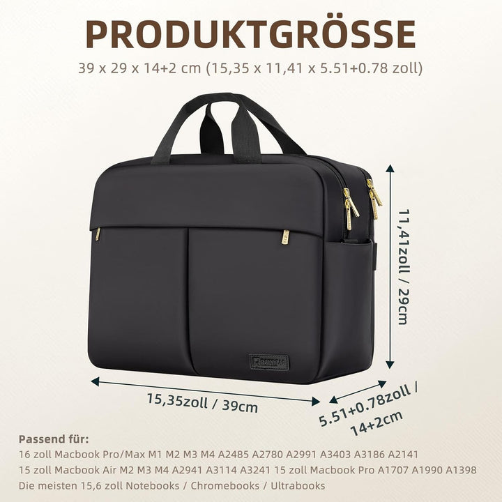 RAINYEAR 15,6-Zoll-Laptoptasche – Aktentasche mit grossem Fassungsvermögen | Schützende Wochenendtas