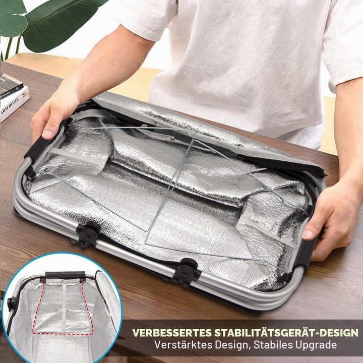 Einkaufskorb 30L, grosse Kühltaшаche, thermokorb mit Alurahmen, isoliert mit Deckel für Reisen, Pick