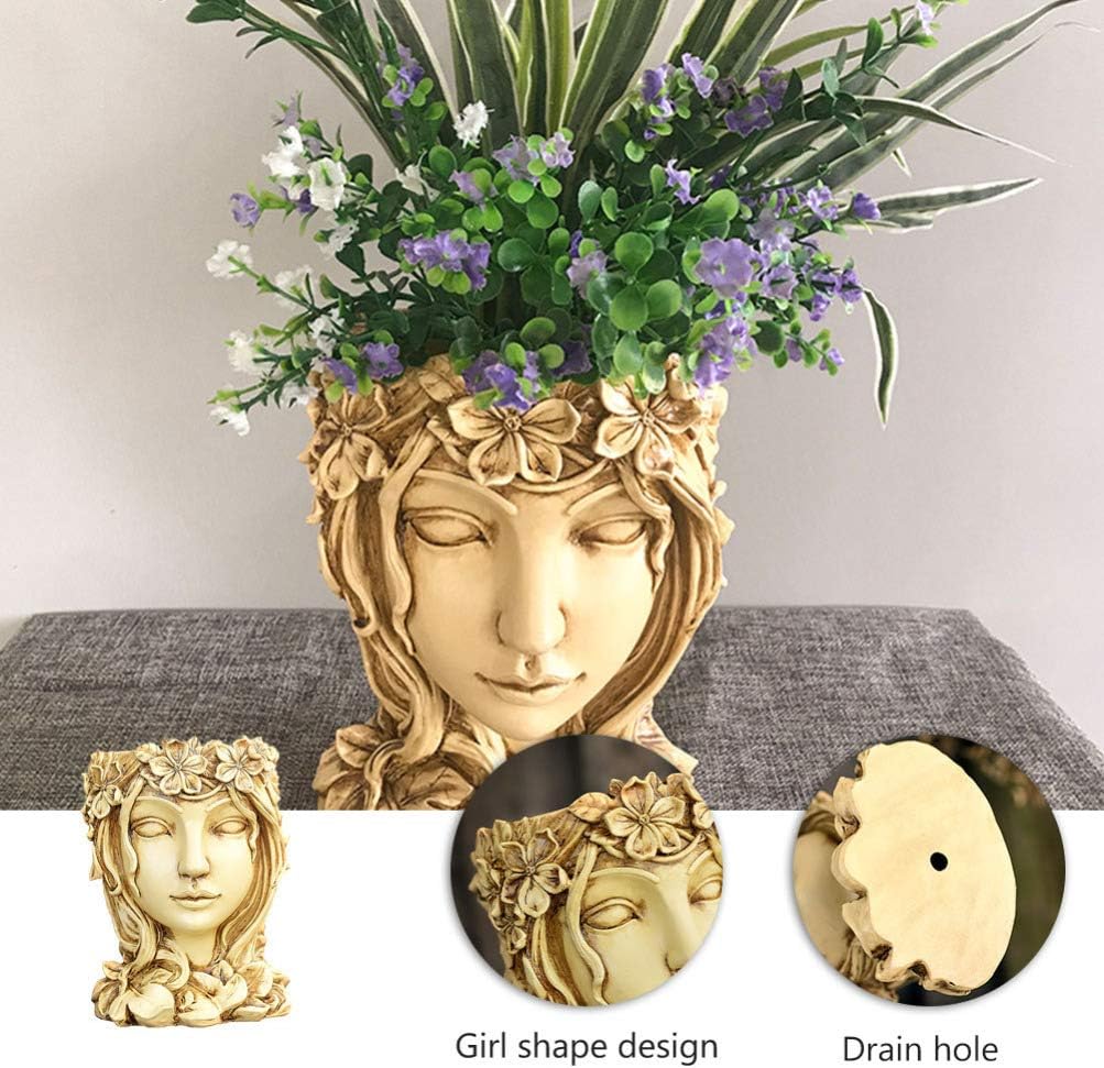 YARNOW Gesicht Pflanzer Aus Kunstharz Flowerpot Mit Weiblichem Design Sukkulenten-blumentopf Für Hei
