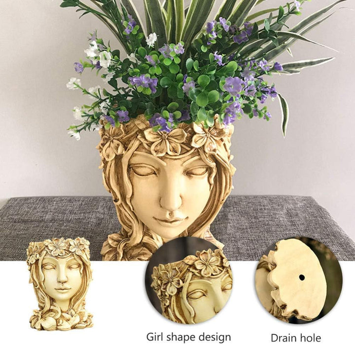 YARNOW Gesicht Pflanzer Aus Kunstharz Flowerpot Mit Weiblichem Design Sukkulenten-blumentopf Für Hei
