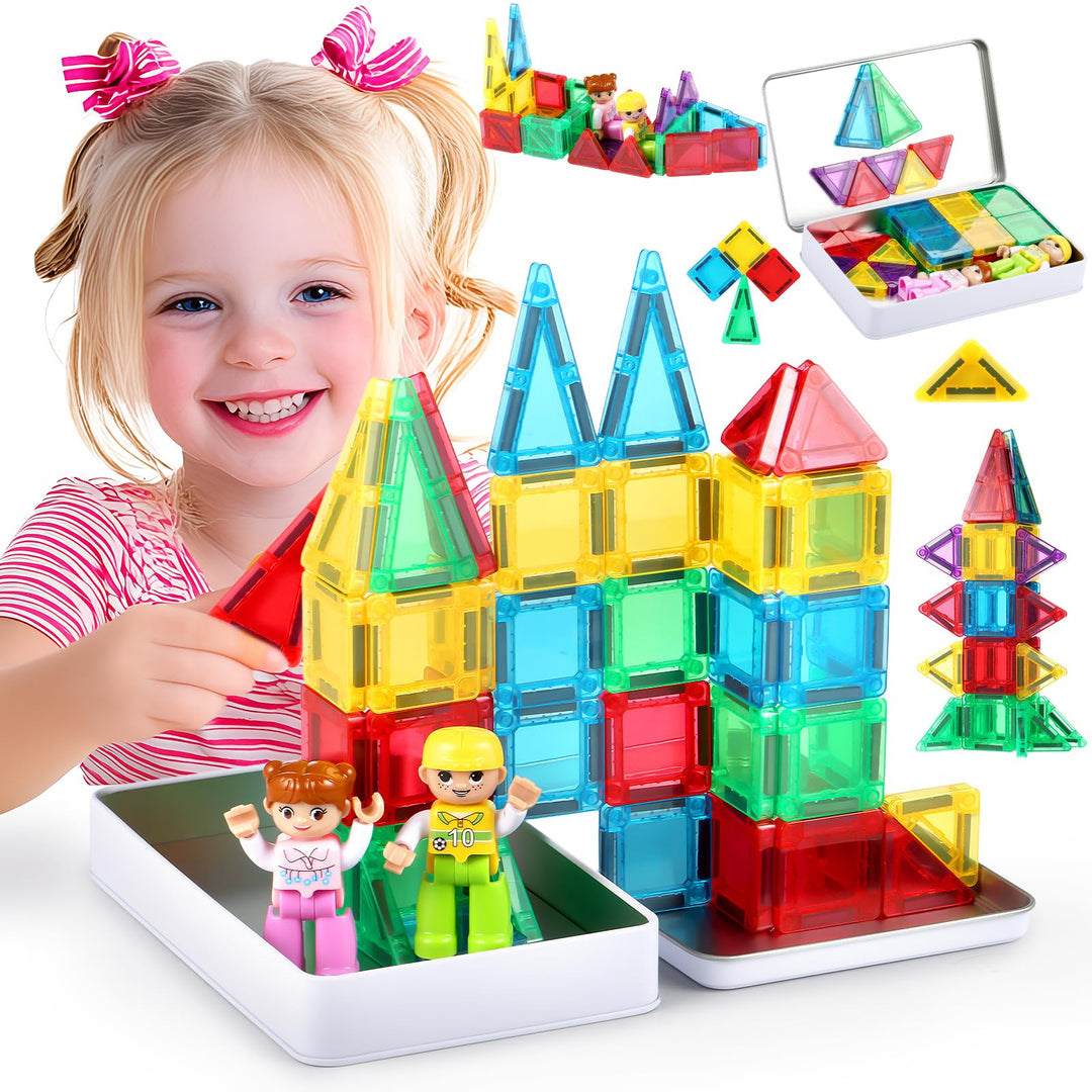 GAGAKU Mini Magnetische Bausteine 50 Teiles Magnetische Fliesen Kinderspielzeug Magnetische Kacheln