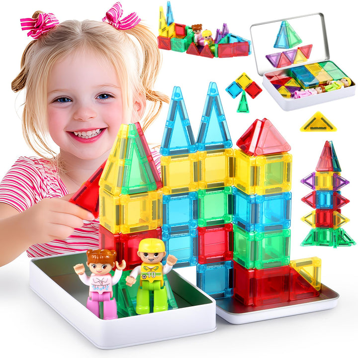 GAGAKU Mini Magnetische Bausteine 50 Teiles Magnetische Fliesen Kinderspielzeug Magnetische Kacheln