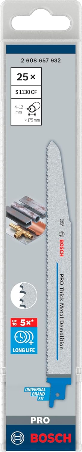 Bosch Accessories Bosch Professional 25 Stück Säbelsägeblatt S 1130 CF Endurance for Heavy Metal (fü