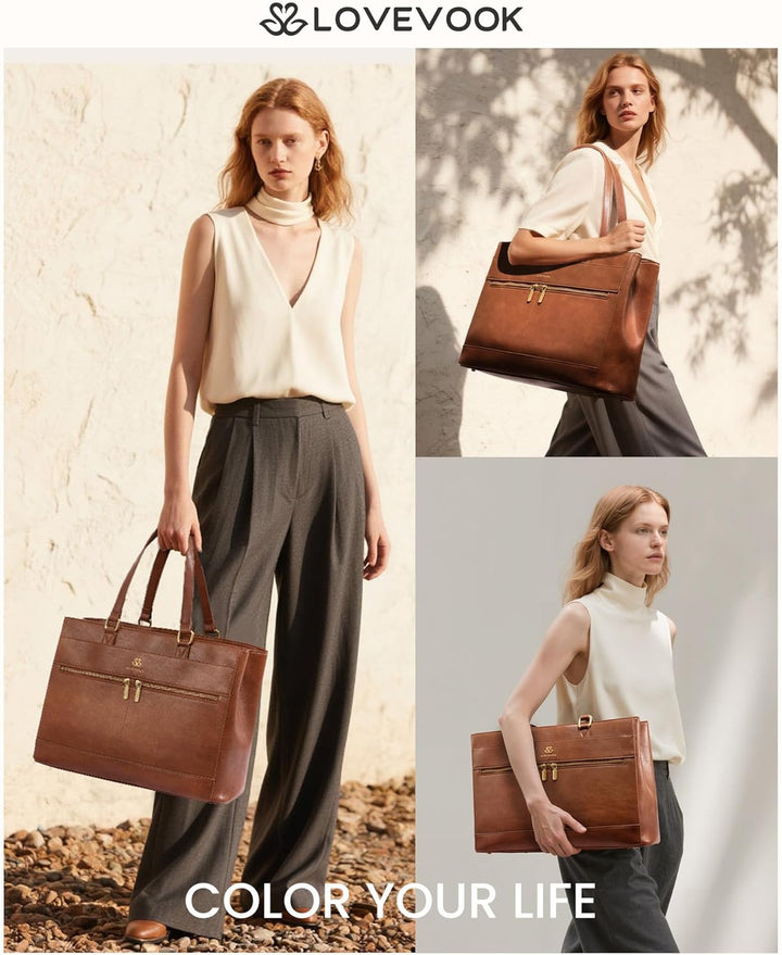 LOVEVOOK Handtasche Damen Gross, 17,3 Zoll Laptoptasche Elegant Arbeitstasche Aktentasche, Leicht Sh