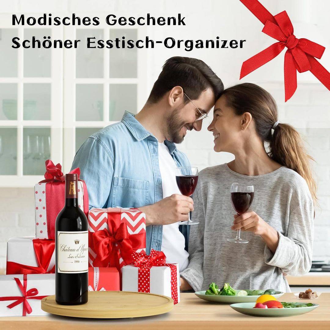 Homerays Bambus Drehteller Organizer Lazy Susan, Drehteller Küchen Organizer-22cm, Anti-Rutsch-Gewür