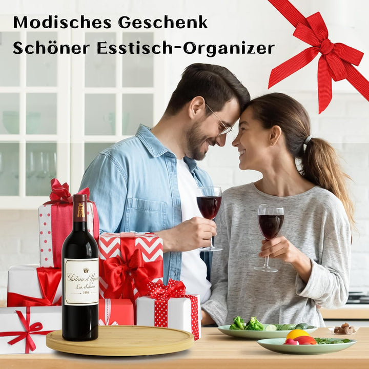 Homerays Bambus Drehteller Organizer Lazy Susan, Drehteller Küchen Organizer-22cm, Anti-Rutsch-Gewür