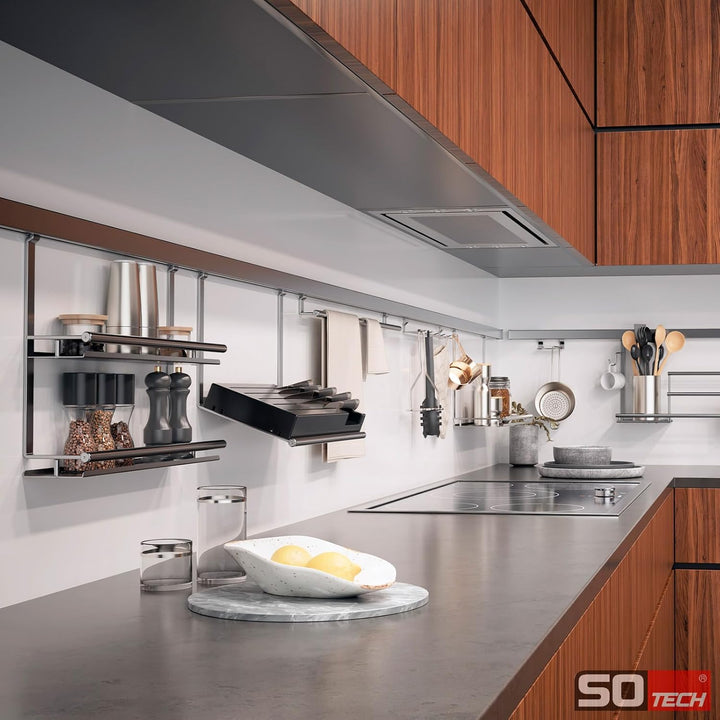 Kesseböhmer Linero style Küchenreling Edelstahloptik 1800 x 22 x 29 mm Alu Relingsystem von SOTECH P