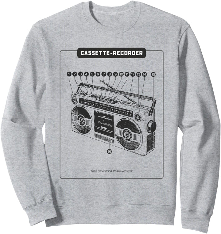 Kassettenrekorder (mit Druck eines Tonbandgeräts) Sweatshirt
