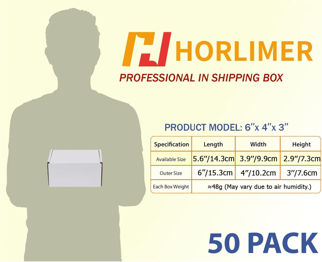 HORLIMER 50 Stück Versandkartons Kleine Kartons Boxen, Faltkarton Verpackungskartons für Warensendun
