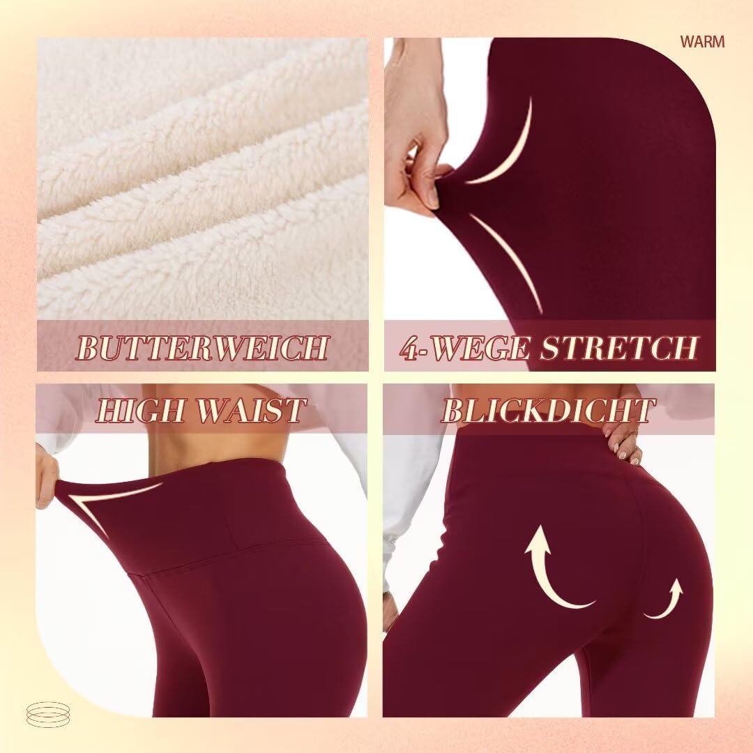 Missluck Thermo Leggings Damen Gefüttert Thermoleggings Verdickte Plüsch Thermohose Fleece Leggins W