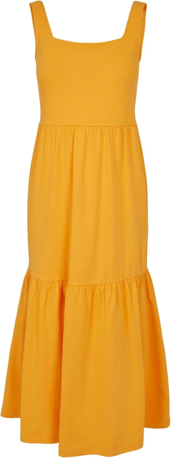Urban Classics Damen Kleid mit breiten Trägern und Volant Einsätzen, Frauen Sommerkleid in 4 Farben