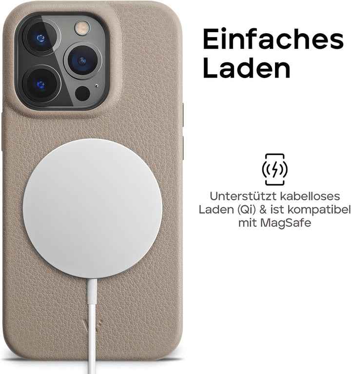 WIIUKA Hülle für iPhone 15 Pro Max, Leder aus Deutschland, Lederhülle extra Dünn, Premium Handyhülle
