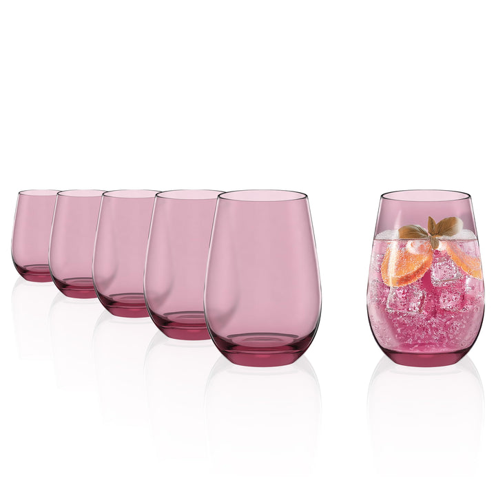 Stölzle Lausitz Gläser ELEMENTS 465 ml Flieder I Trinkgläser 6er Set I Gläser-Set spülmaschinenfest