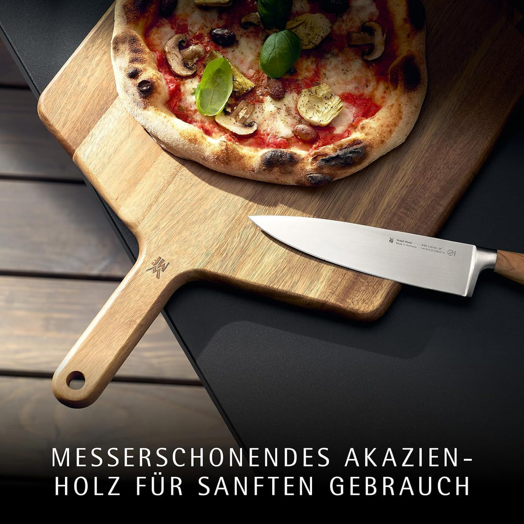WMF Pizzaiolo Pro Akazien-Schneidebrett, extra grosses Pizzabrett 55×36,5×1,8 cm, für grosse selbstg