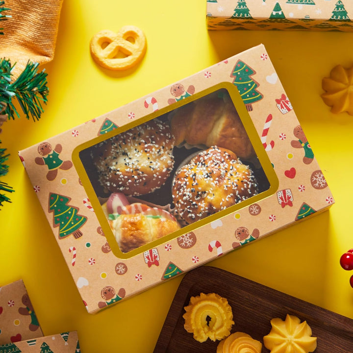 JOYIN 12 Stück folierte Weihnachts-Plätzchenboxen mit Fenster, Leckerli-Boxen für Donut und Kekse, b