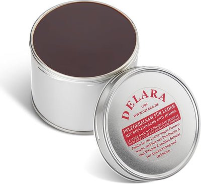 DELARA Pflegebalsam für Leder mit Jojoba und Bienenwachs, 500 ml - Made in Germany Braun, Braun