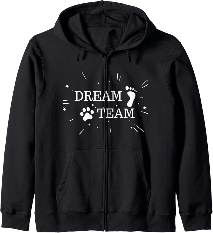 "Dream Team" Hundespruch mit Hundemotiv Kapuzenjacke