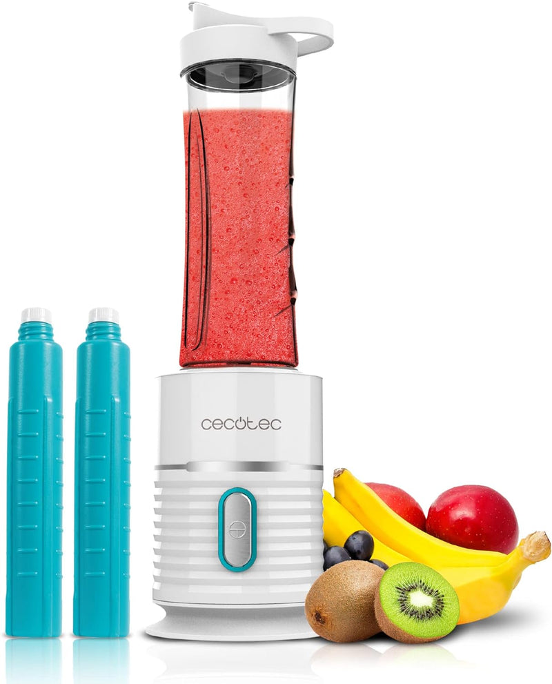 Cecotec Portable Blender for Smoothies Power Titanium 500 EasyGo. 500 W, 4 Blades with Black Titaniu