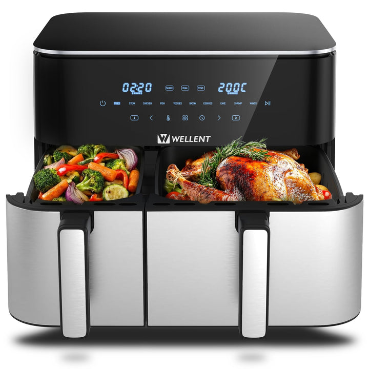 11L Heissluftfritteuse 2 Kammern - 2600W XXL Airfryer Dual Zone(4+7L) - 10-in-1 Digital Heissluftfri