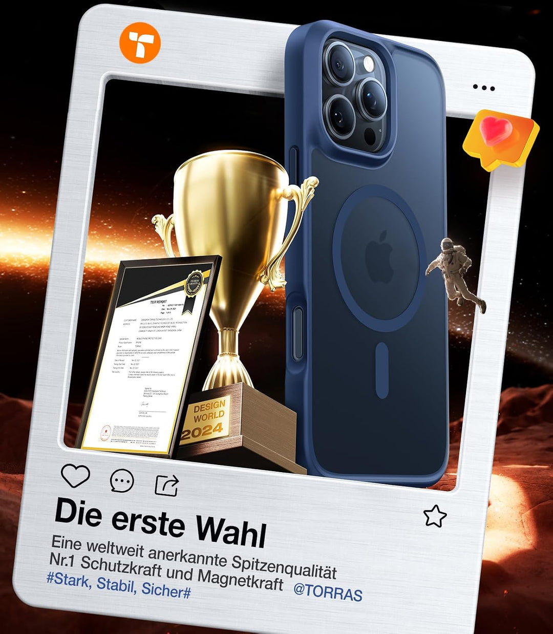 TORRAS Guardian-Mag für iPhone 16 Pro Max Hülle für MagSafe Blau | MagSafe-kompatibel, Zertifizierte