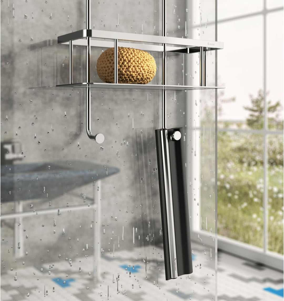 SMEDBO Dusche Rakel Sideline mit handlicher Griff aus Chrom/ABS/Silikon, Silber/schwarz