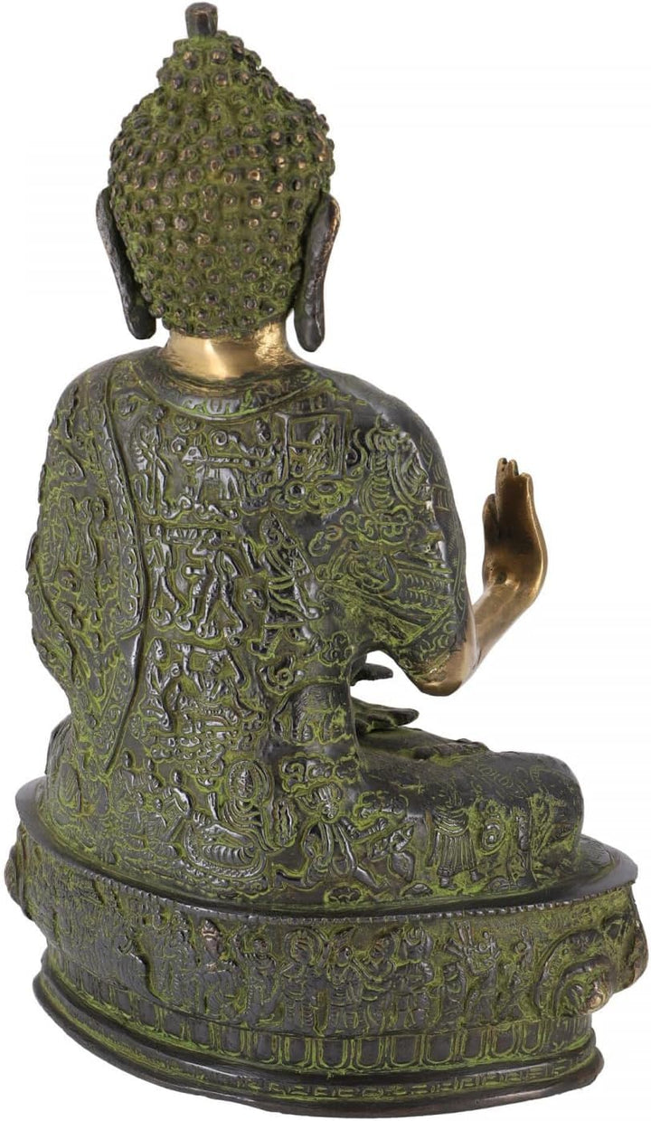 GURU SHOP Buddha Statue aus Messing Amoghasiddhi Buddha 32 cm - Modell 1, Grün, Buddhas, Modell 1