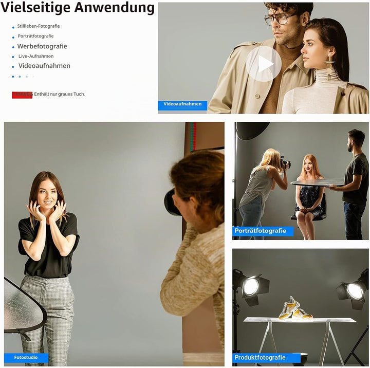 NEEWER 6x9Fuss/1,8x2,8m Fotostudio Hintergrund aus 100% reinem Polyester, zusammenklappbarer Hinterg