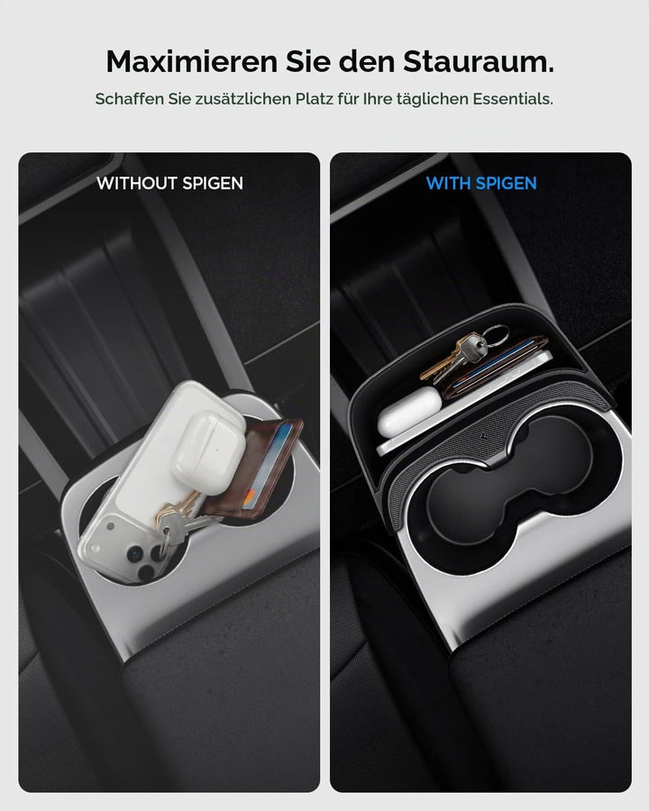 Spigen Tesla Model Y 2026 Juniper (NUR Standard) Auto Mittelkonsole Organizer Erweiterung, rutschfes