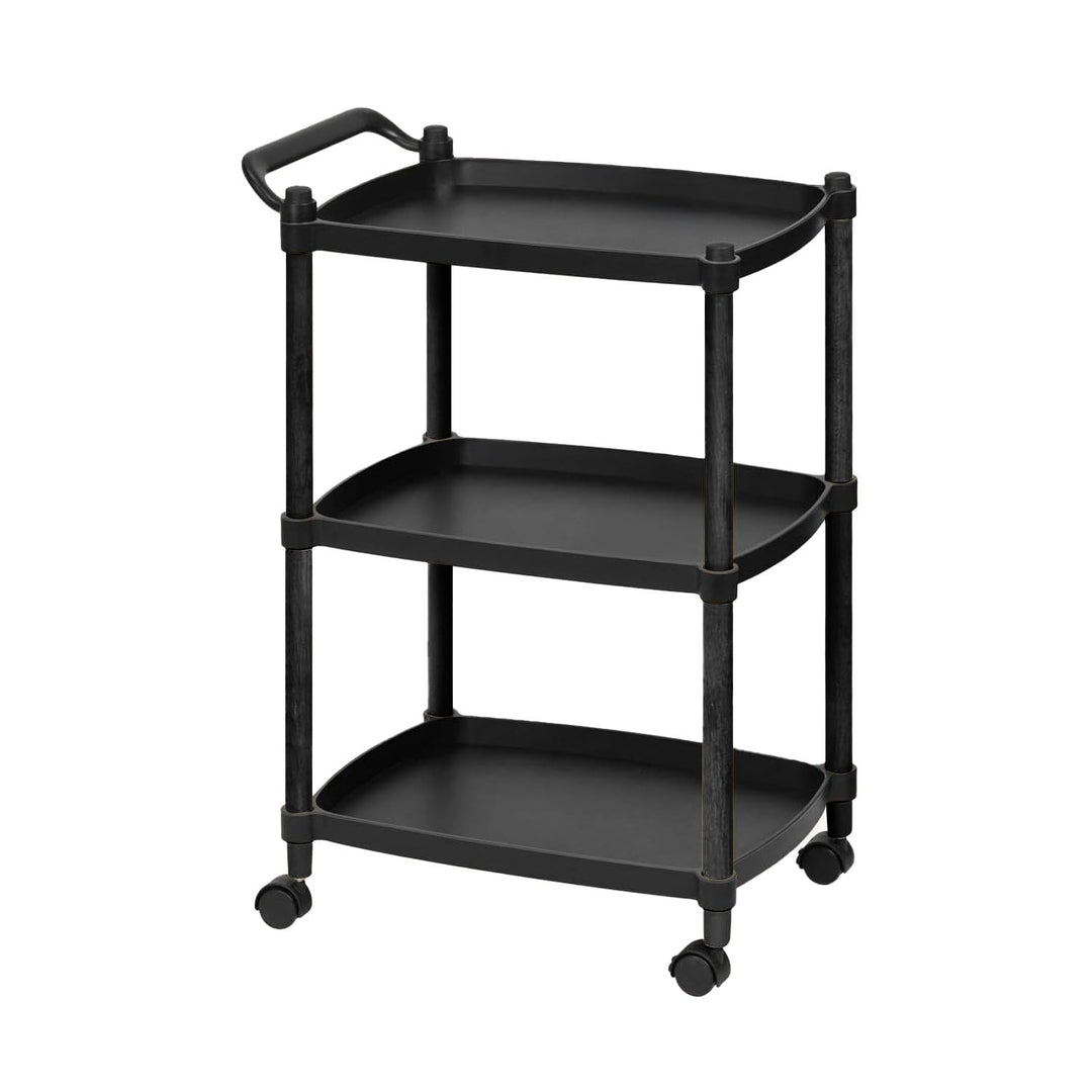 Wintem Platzsparender Rollwagen aus PP-Kunststoff, schwarz, 46 x 33 x 74 cm, 4 drehbare Rollen und e