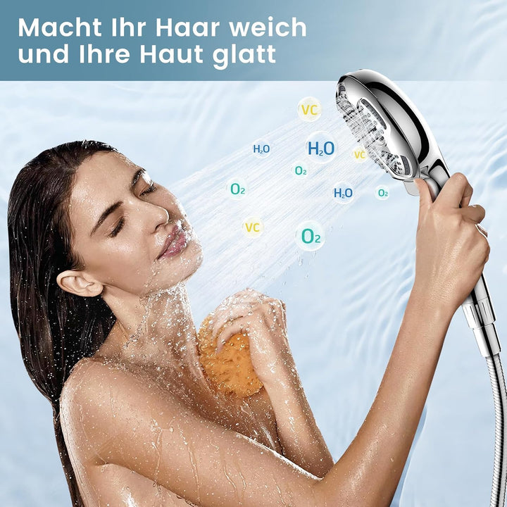 Digiroot Duschkopf mit Filter – 7 Strahlarten,Hochdruck Silber Silber02, Silber02